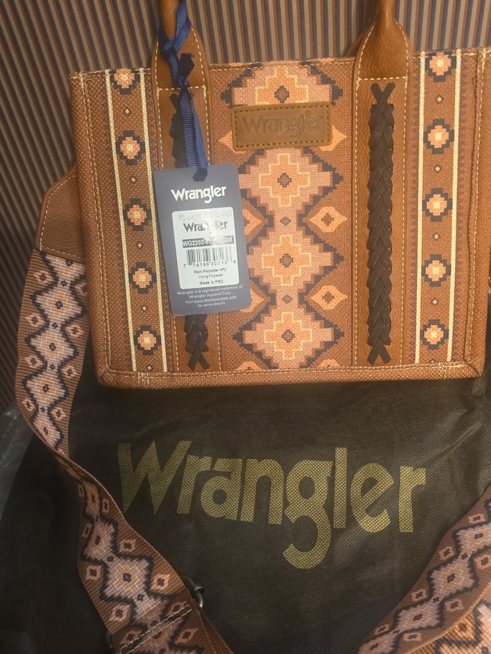 Wrangler Brown and Tan Southwestern Patterned Tote